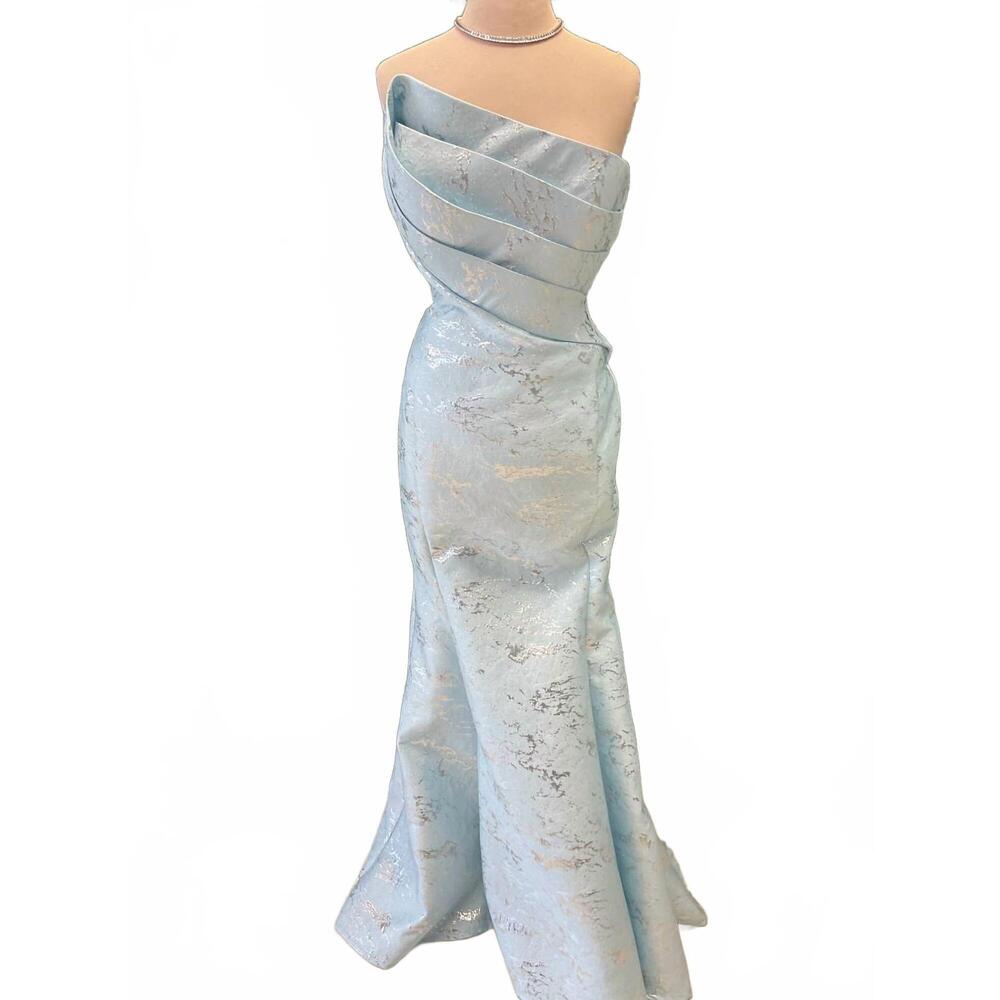 NEW NICOLE BAKTI women's strapless formal evening dress in light blue